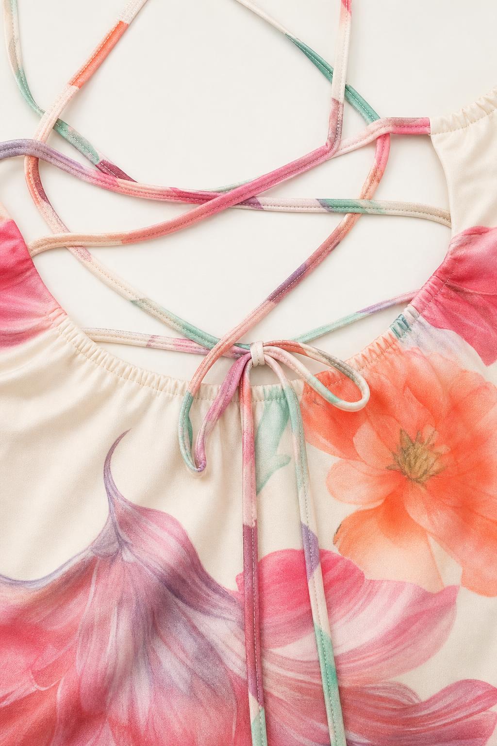 Close-up detail of the adjustable lace-up back straps