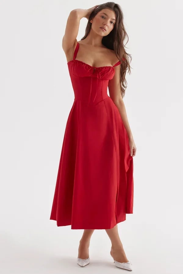 Comfortable Beauty-No Underwire-Print Bustier Sundress