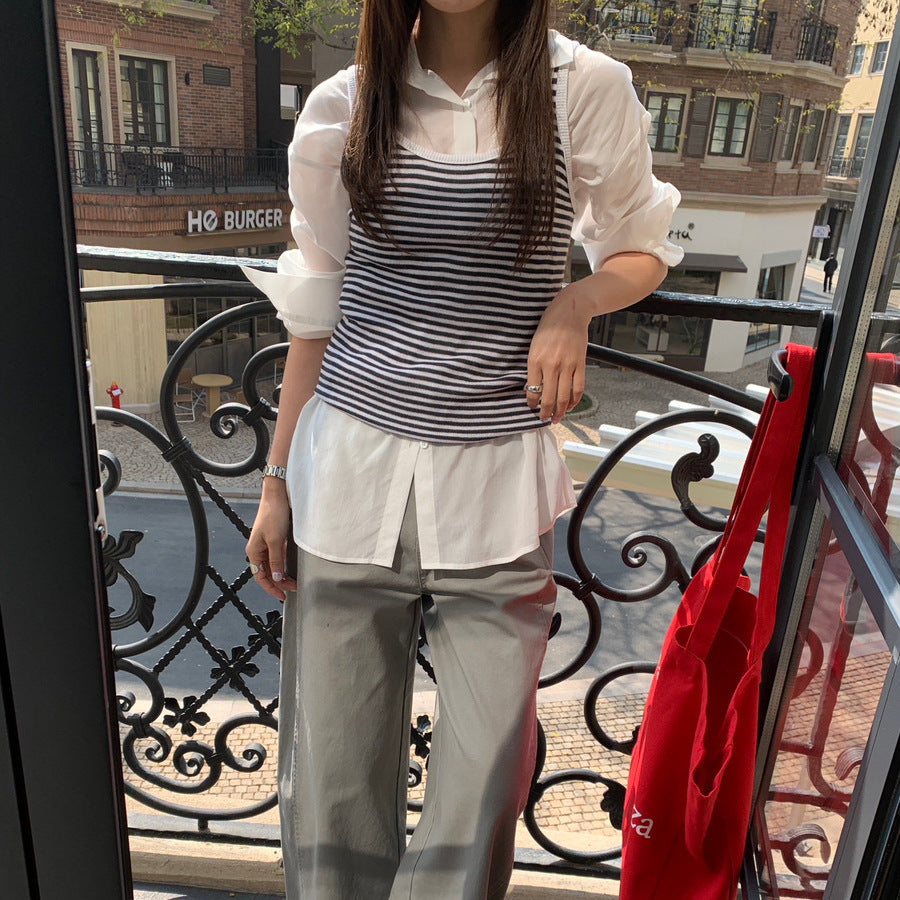 Casual Commuter Classic Striped Slightly Stretchy Base-Layer Tank