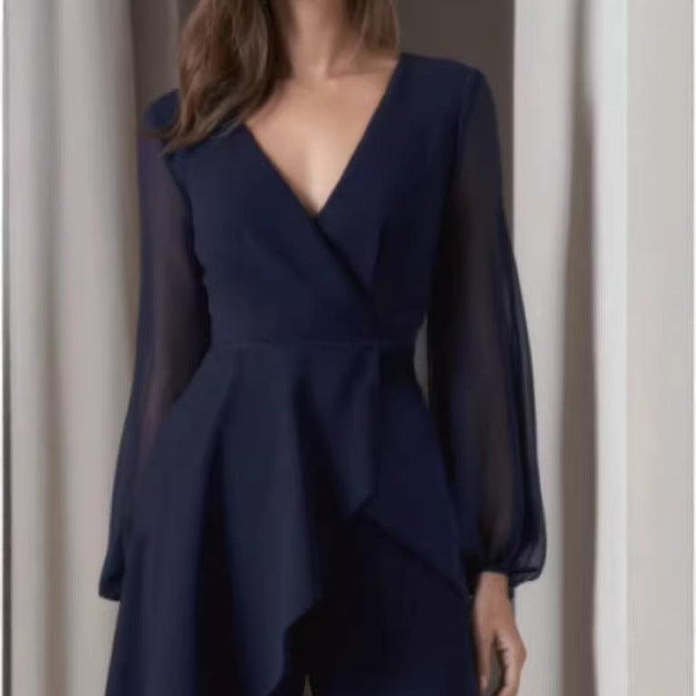 Elegant Chic Casual Jumpsuit In Navy Blue