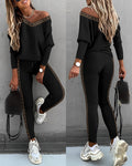 Geo Tape Patch Gigot Sleeve Top & Pants Set