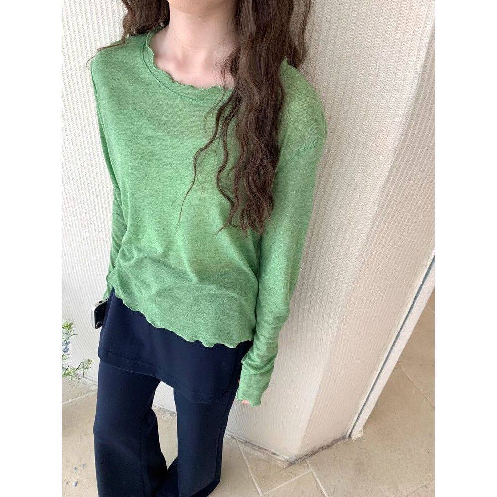 Slim-Fit Ruffled-Neck Lightweight Top
