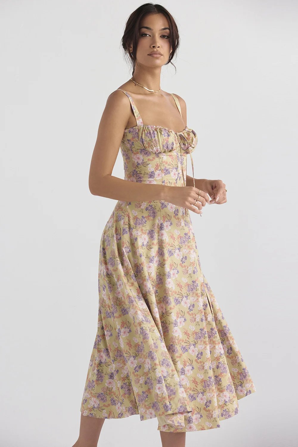 Comfortable Beauty-No Underwire-Print Bustier Sundress