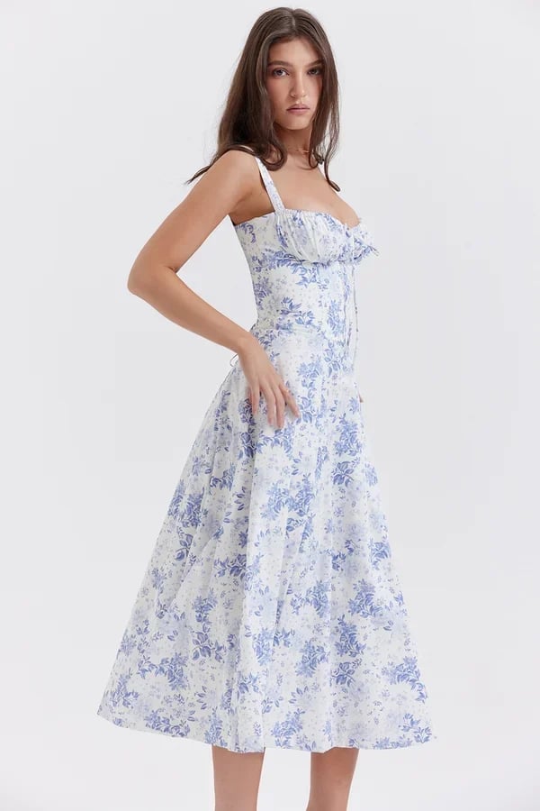 Comfortable Beauty-No Underwire-Print Bustier Sundress