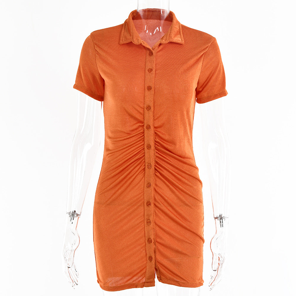 Slim-Fit Short-Sleeve Cardigan Single-Breasted Mid-Length Top