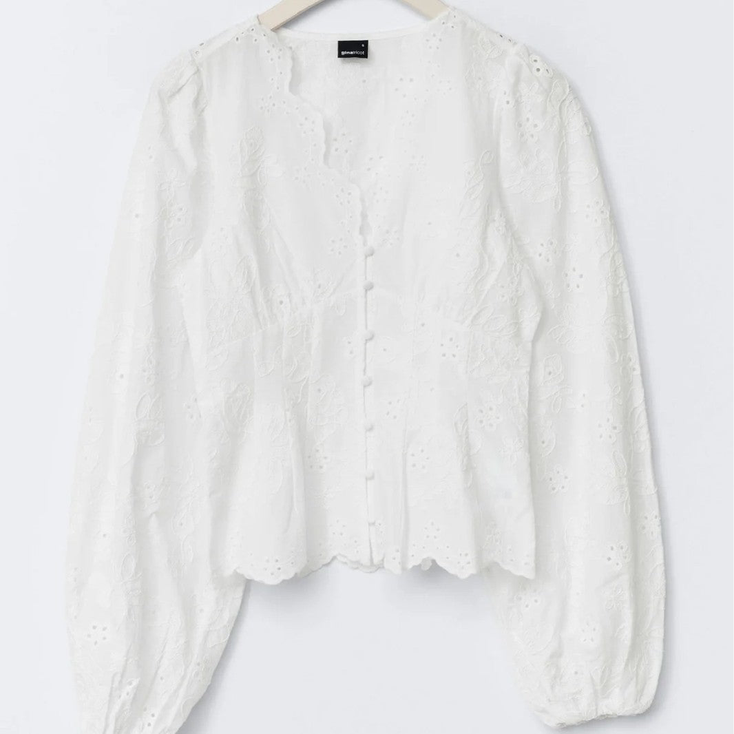 Lace-Trimmed Casual Solid-Color Shirt