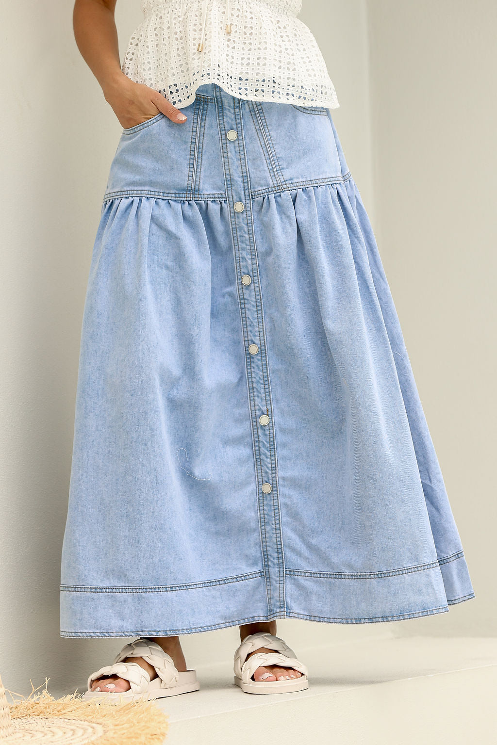 Amara Denim Skirt Light Blue