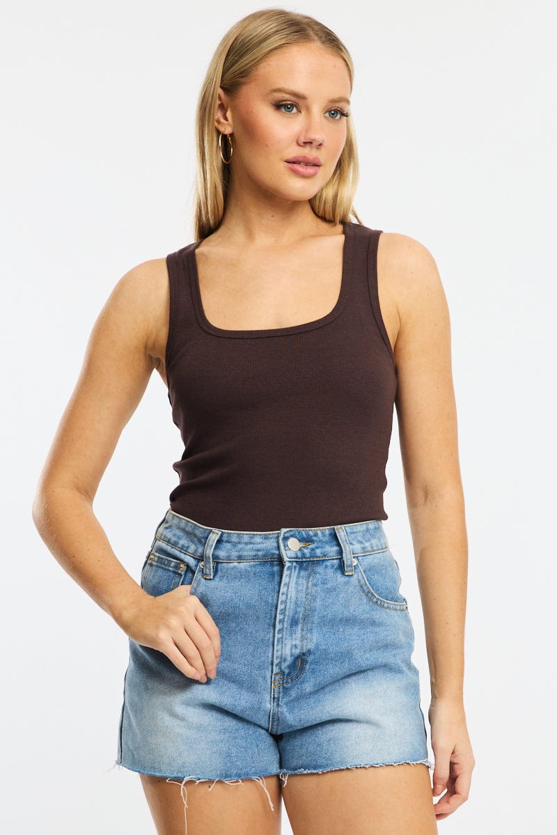 Brown Tank Sleeveless