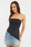 Black Bandeau Top Asymmetric Hem