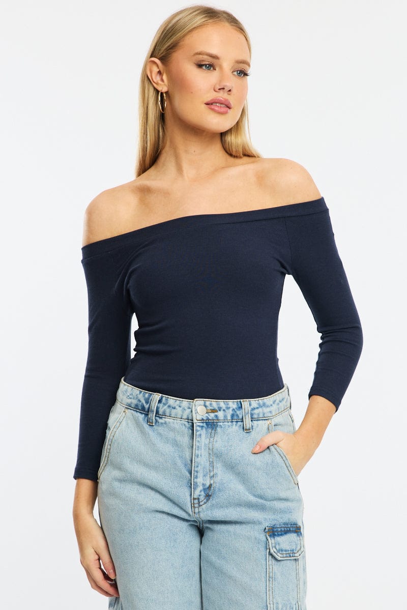 Blue Top 3/4 Sleeve