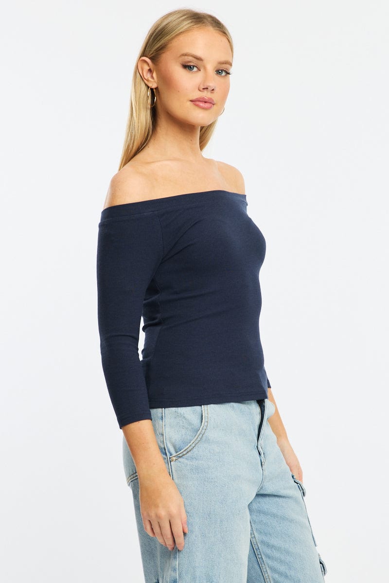 Blue Top 3/4 Sleeve
