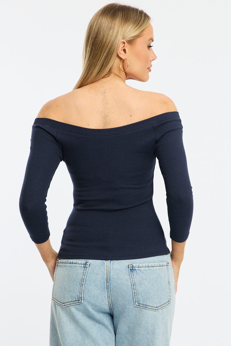 Blue Top 3/4 Sleeve