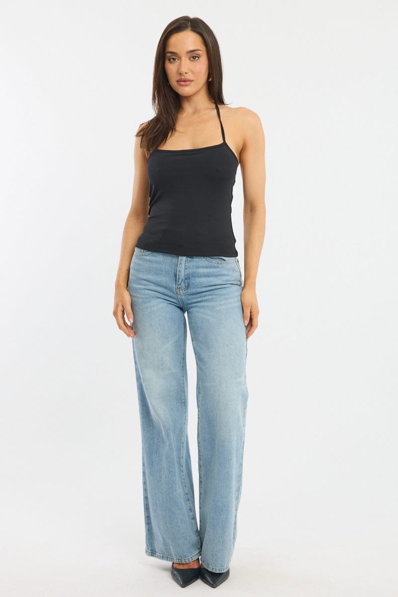 Black Supersoft Halter Neck Top