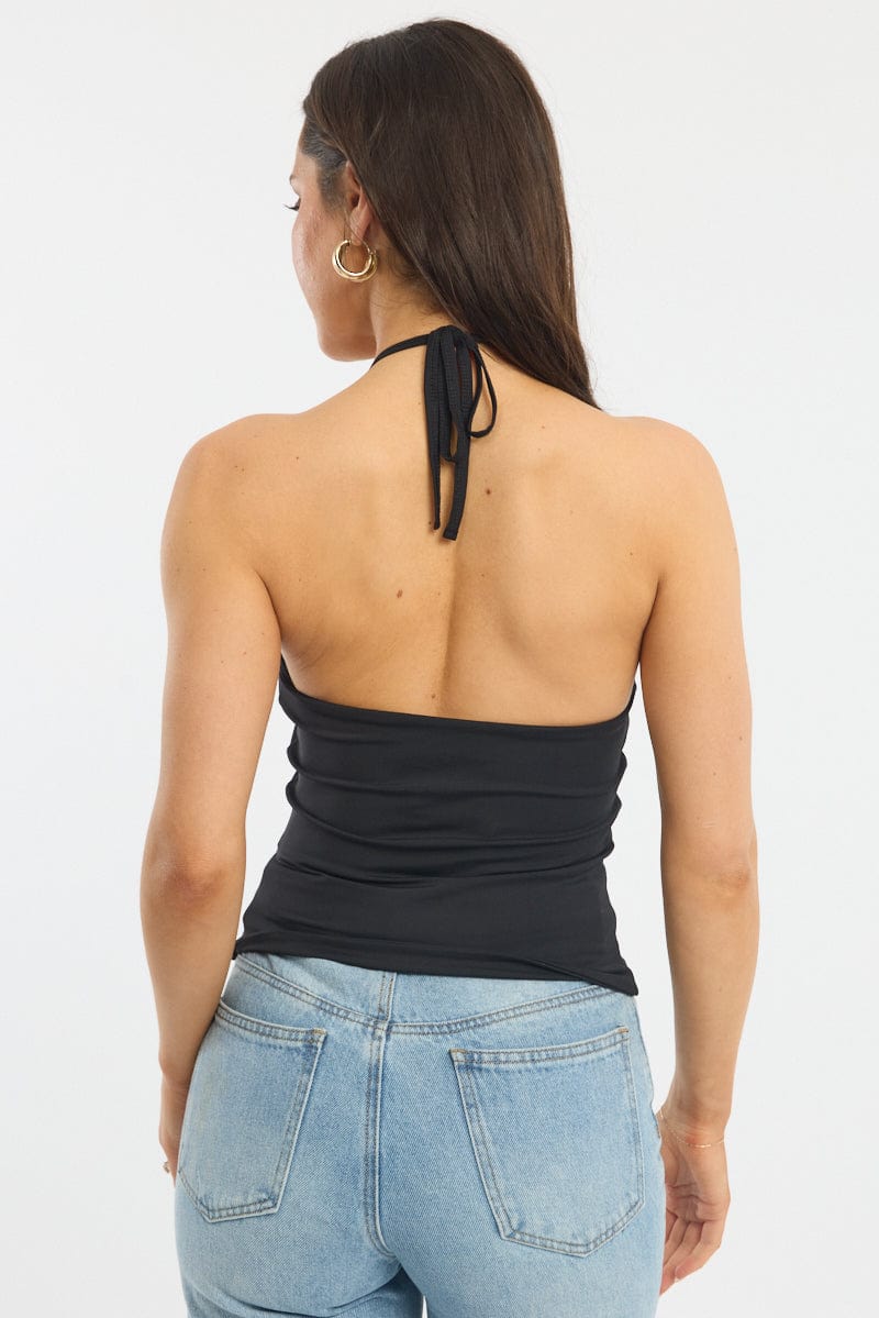 Black Supersoft Halter Neck Top