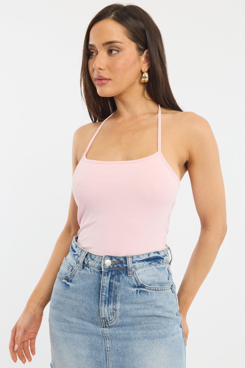 Pink Supersoft Halter Neck Top