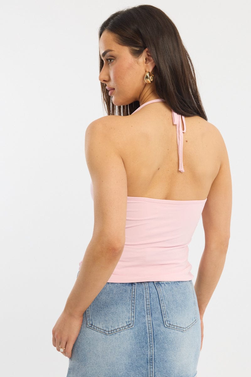 Pink Supersoft Halter Neck Top