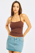 Brown Supersoft Halter Neck Top