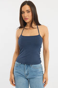Blue Supersoft Halter Neck Top