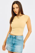 Yellow Boat Neck Top Short Sleeve