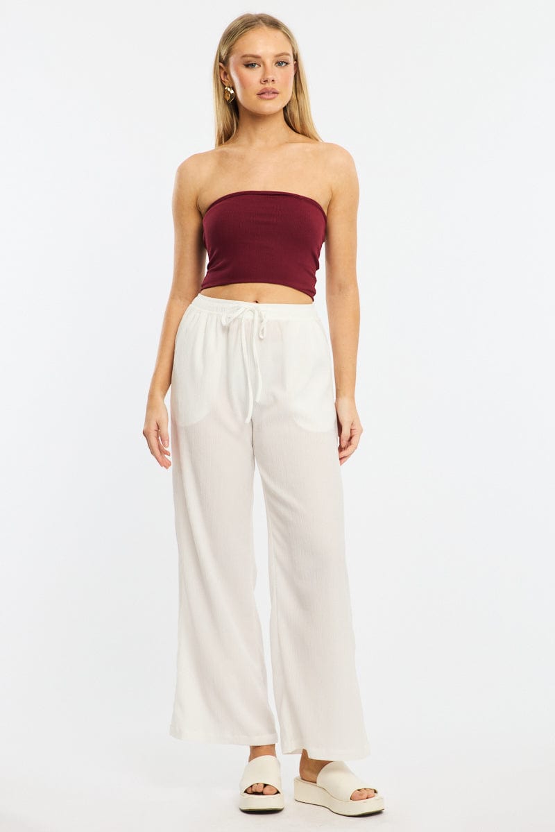 White Wide Leg Pants Elasticated Waist