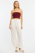 White Wide Leg Pants Elasticated Waist