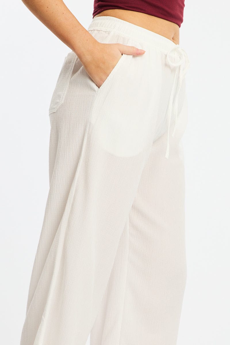 White Wide Leg Pants Elasticated Waist