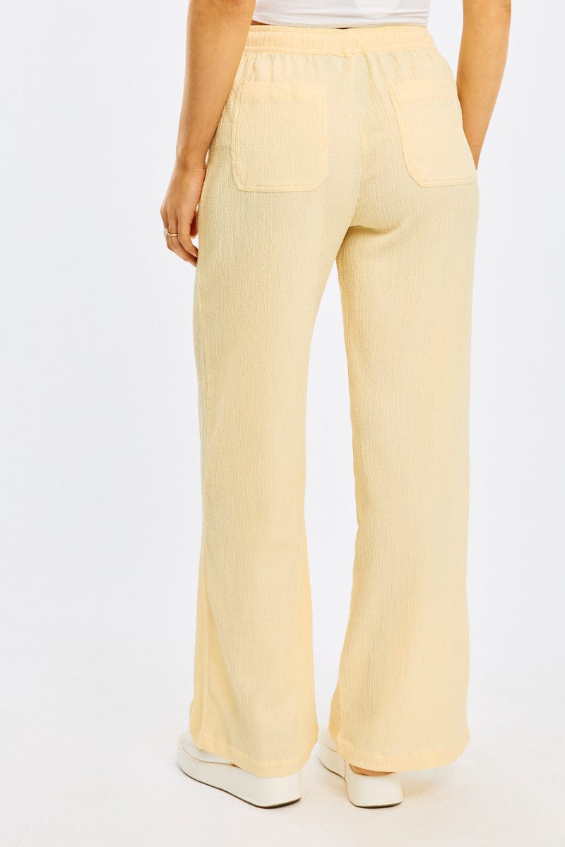 Yellow Wide Leg Pants Elasticated Waist