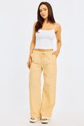 Yellow Stripe Wide Leg Pants Elasticated Waist