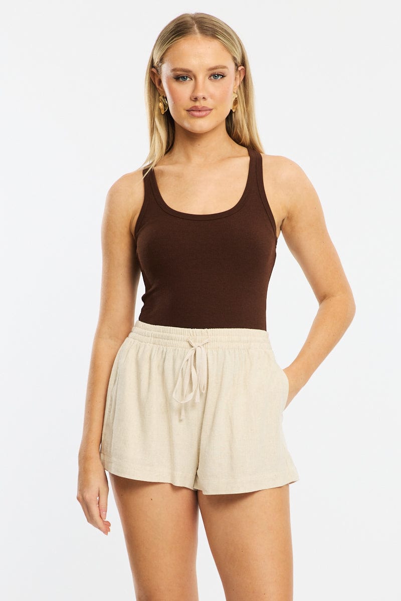 Beige Shorts Elasticated Waist