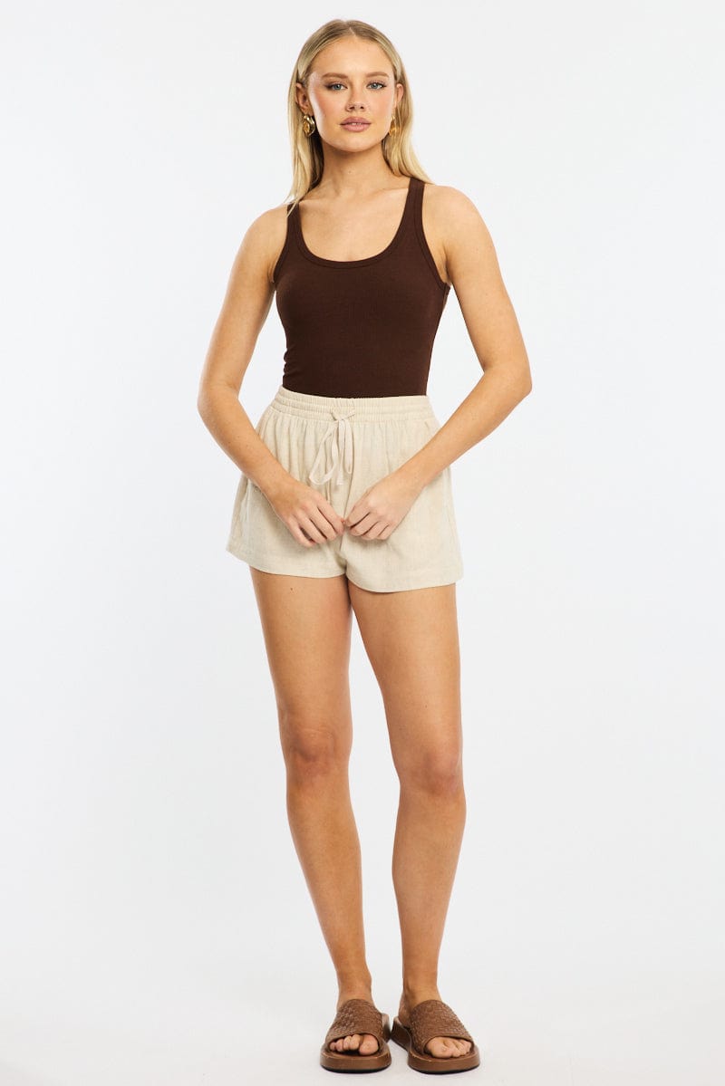 Beige Shorts Elasticated Waist