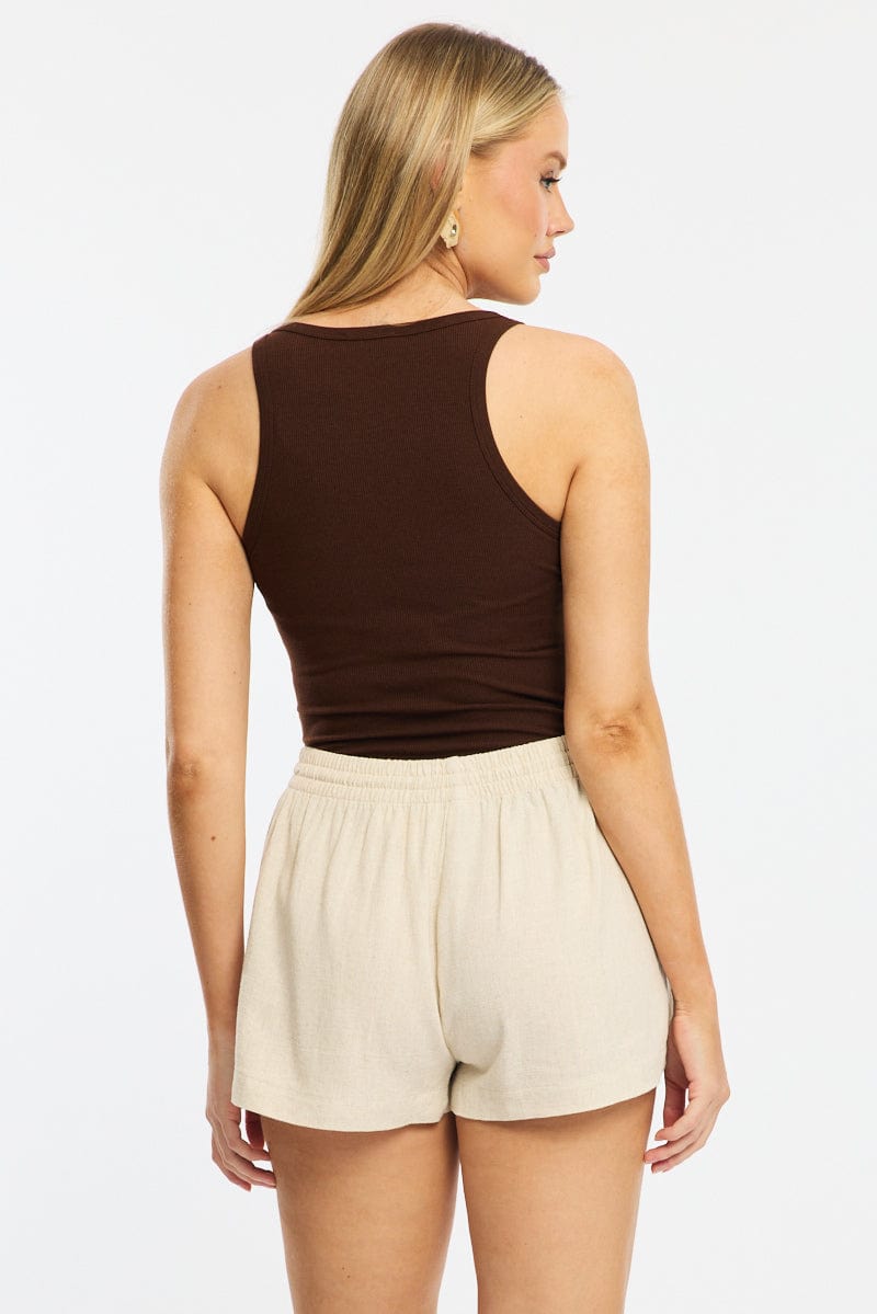 Beige Shorts Elasticated Waist