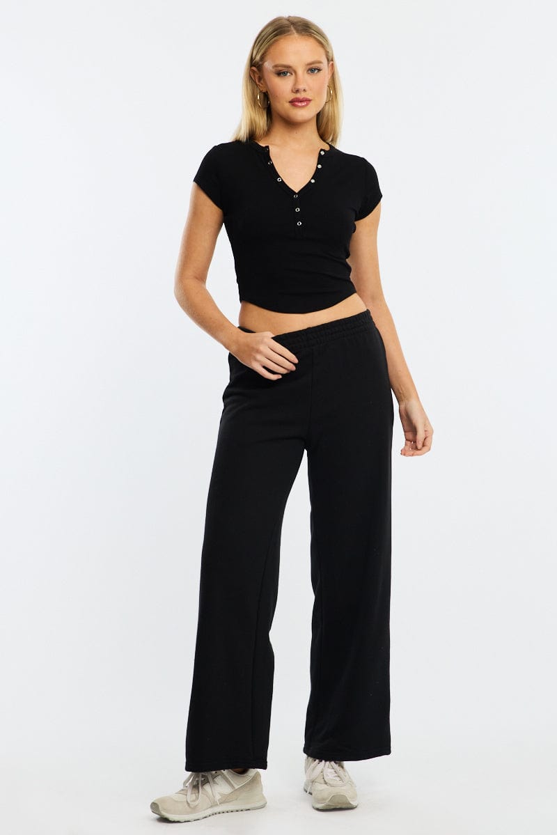 Black Track Pants Wide Leg