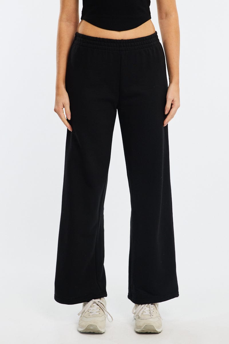 Black Track Pants Wide Leg
