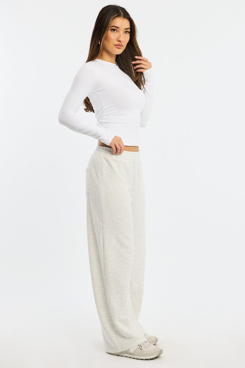 Grey Track Pants Wide Leg