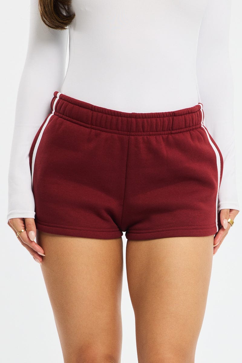 Red Track Shorts Elasticated