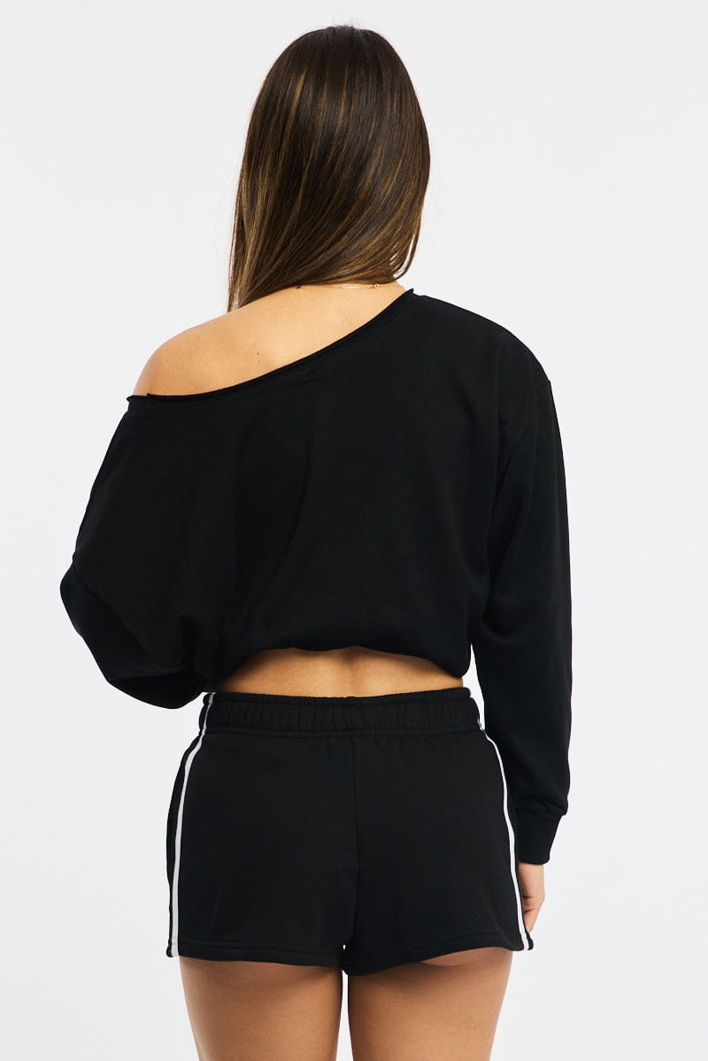 Black Track Shorts Elasticated