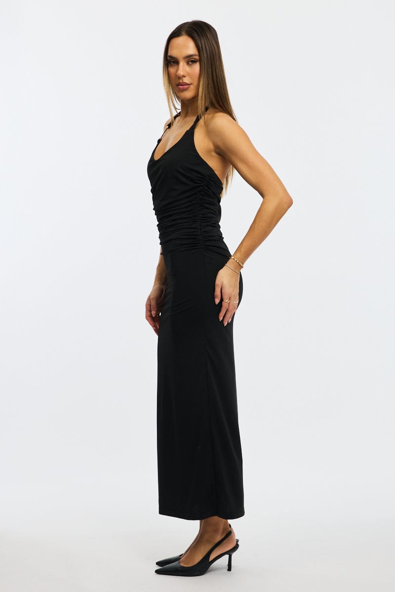 Black Bodycon Dress Halter Neck