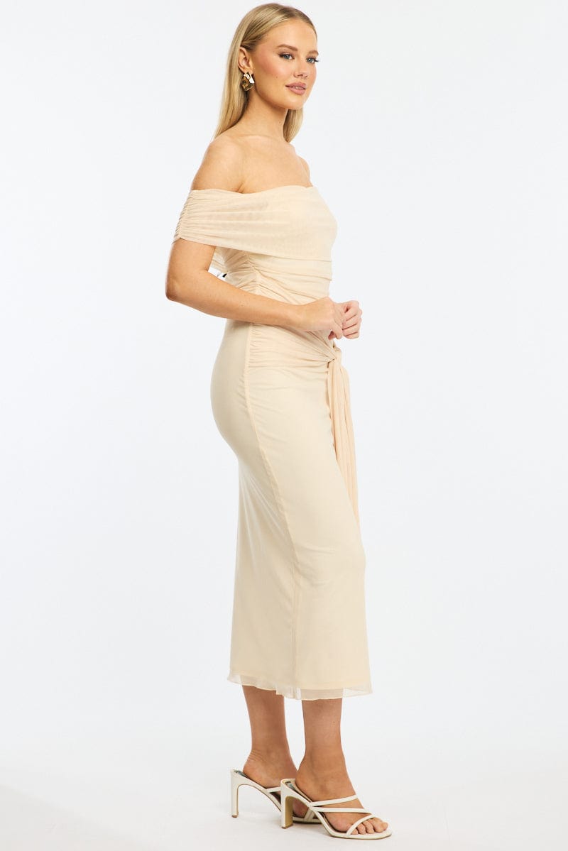 White Bodycon Dress Off Shoulder Mesh