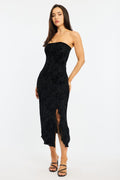 Black Bodycon Dress Strapless Burnout