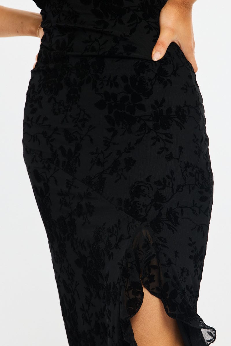 Black Bodycon Dress Strapless Burnout