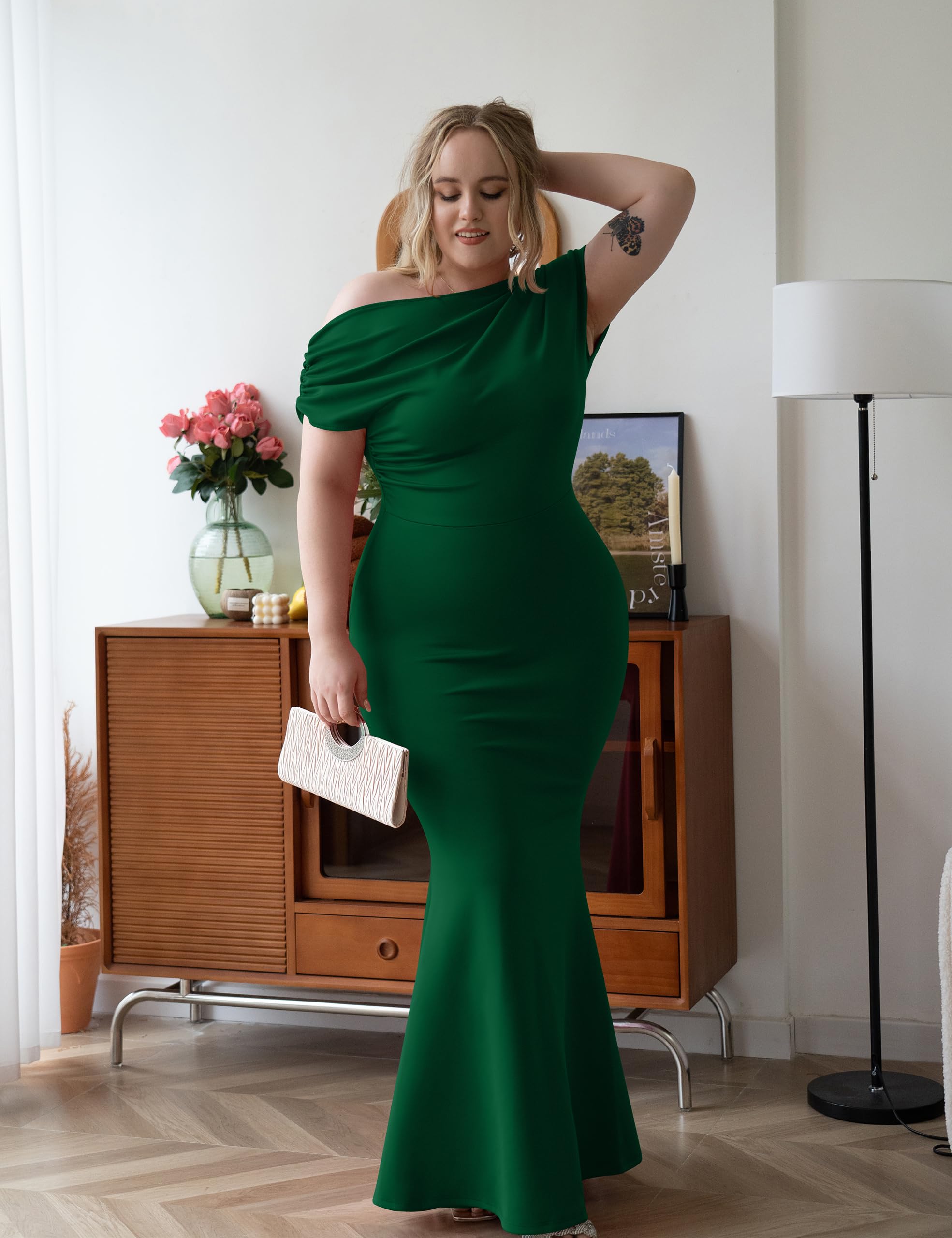 2025 Women's Elegant Sleeveless Off Shoulder Bodycon Long Formal Party Evening Dress