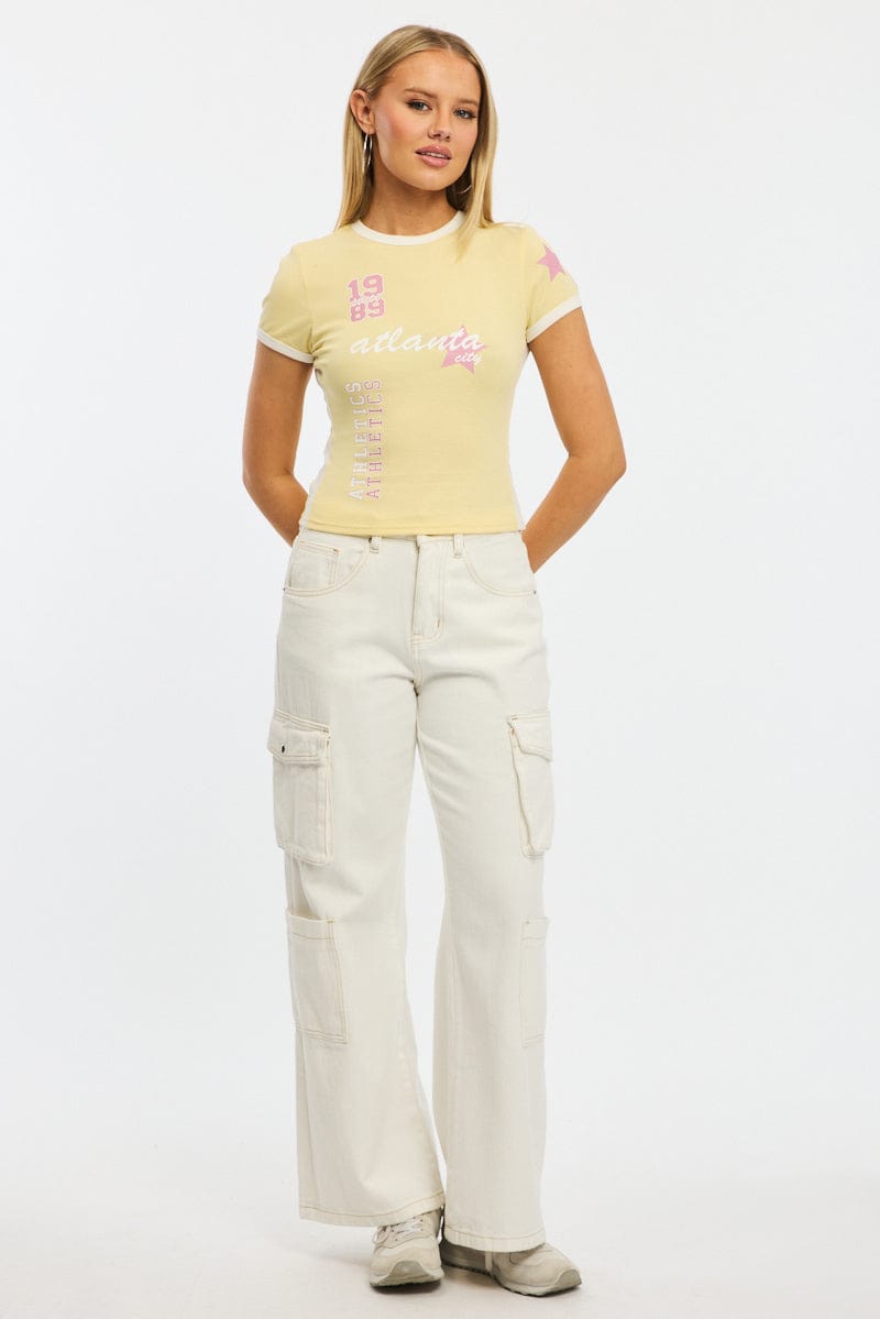 Yellow Graphic T-Shirt Short Sleeve