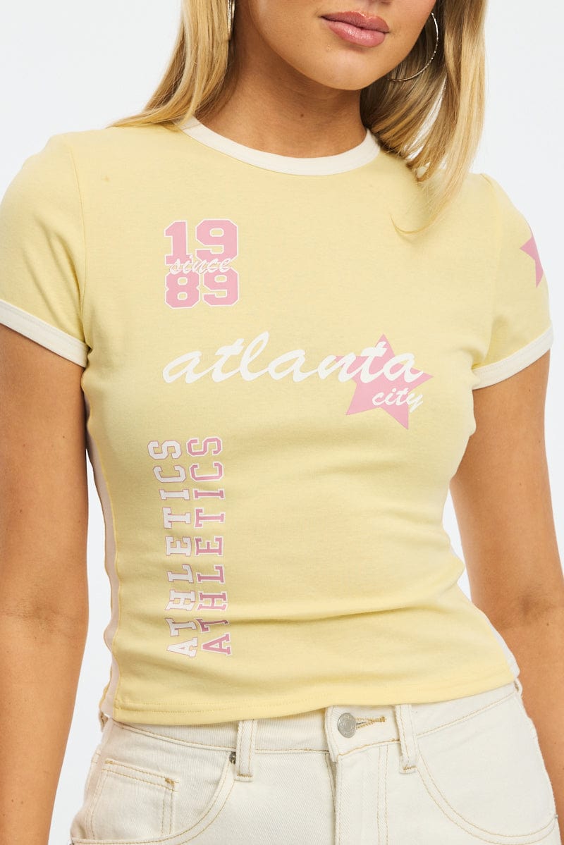 Yellow Graphic T-Shirt Short Sleeve