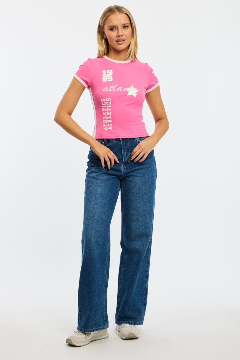 Pink Graphic T-Shirt Short Sleeve