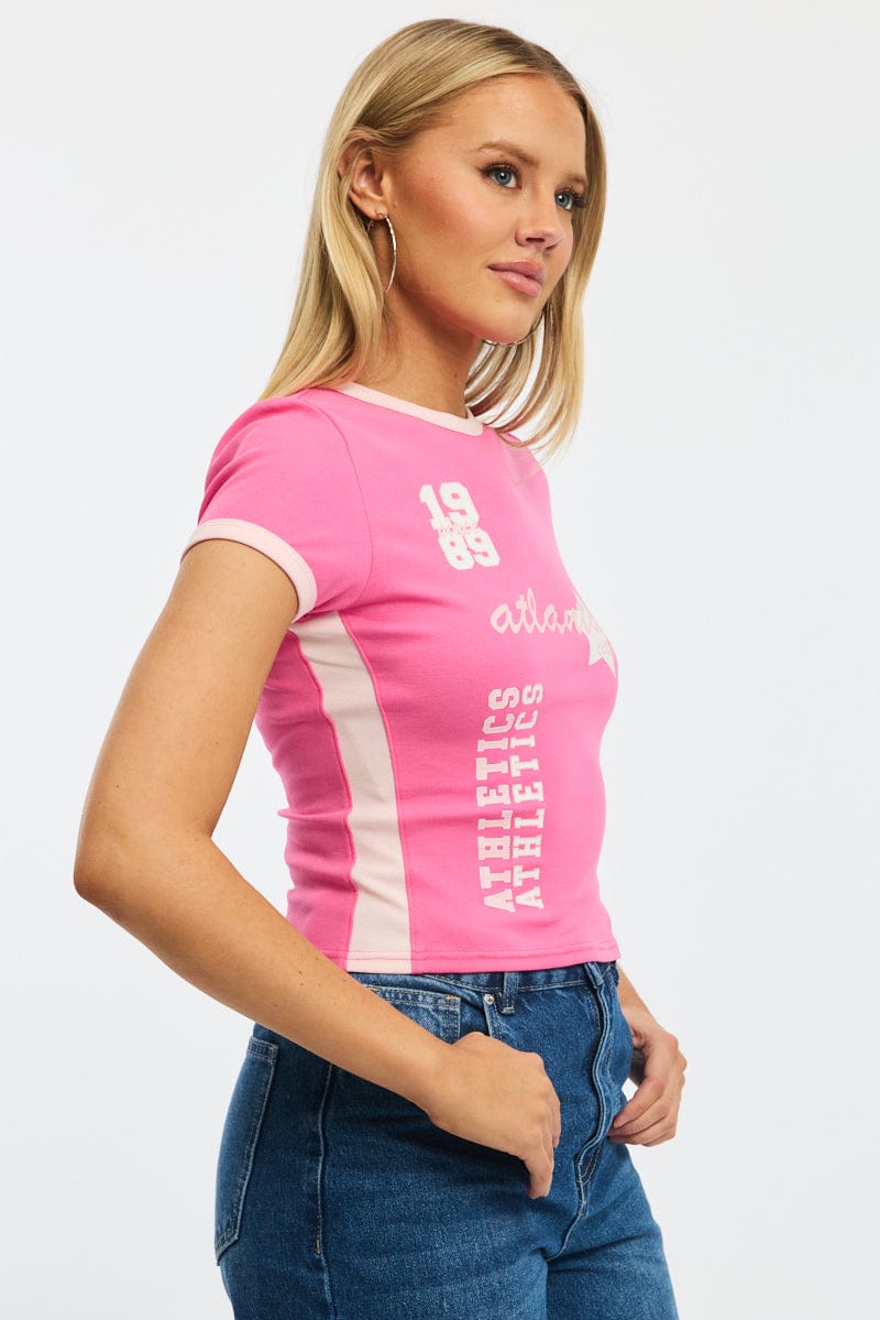 Pink Graphic T-Shirt Short Sleeve