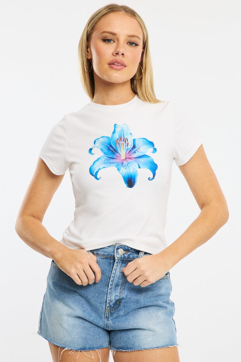White Graphic T-Shirt Short Sleeve
