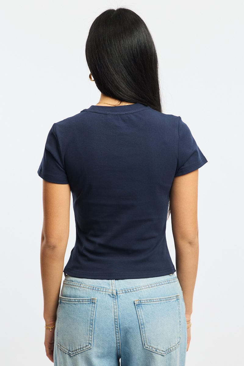 Blue Graphic T-Shirt Short Sleeve