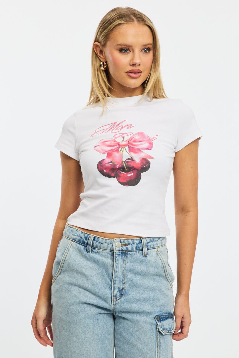 White Graphic T-Shirt Short Sleeve