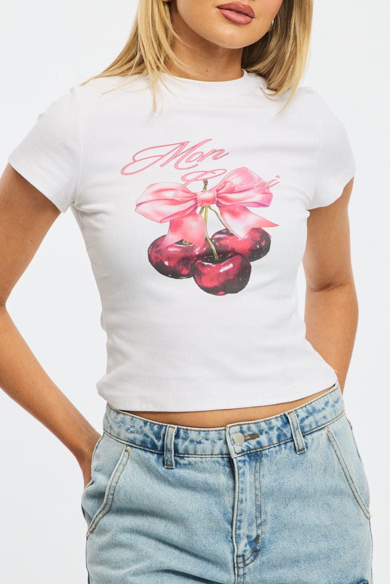 White Graphic T-Shirt Short Sleeve