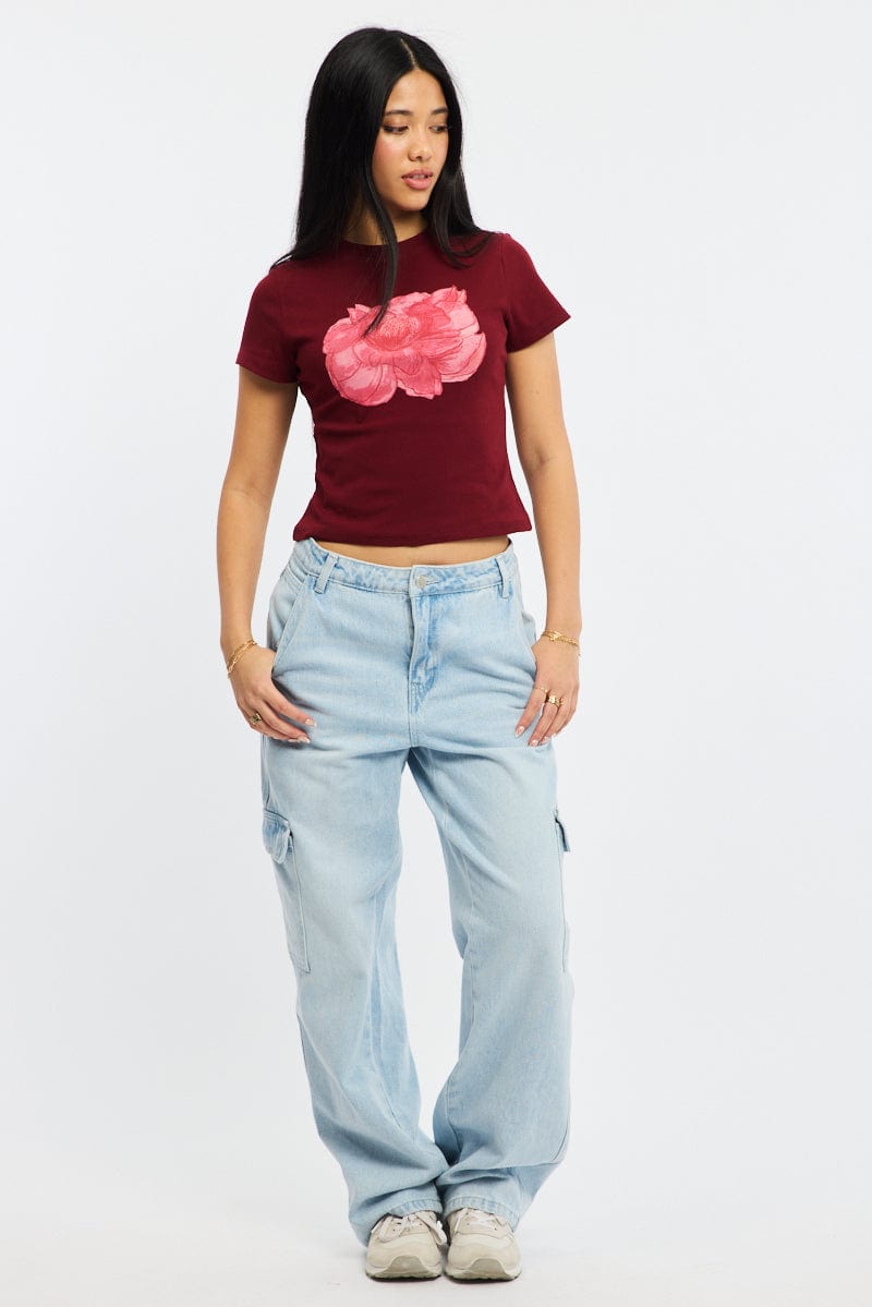 Red Graphic T-Shirt Short Sleeve